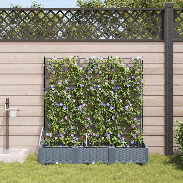 Cache-pot de jardin 3 pc Gris clair 120 x 40 x 126 cm PP