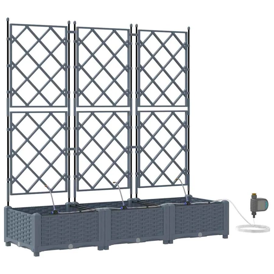 Cache-pot de jardin 3 pc Gris clair 120 x 40 x 126 cm PP - 2