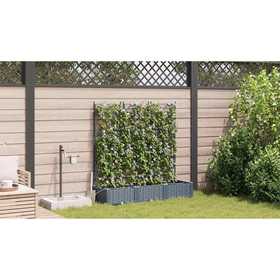 Cache-pot de jardin 3 pc Gris clair 120 x 40 x 126 cm PP - 4