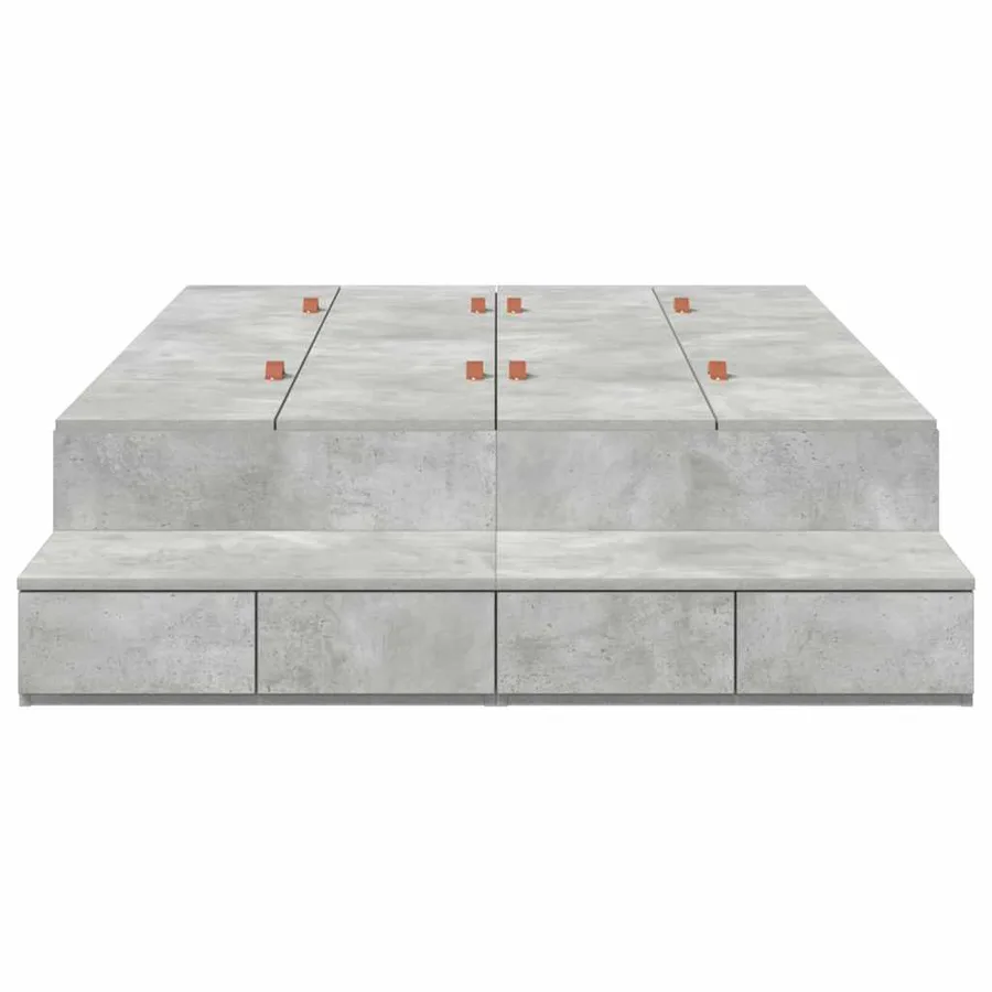 Cadre de lit avec rangement Gris béton 120 cm Bois d'ingénierie - 5