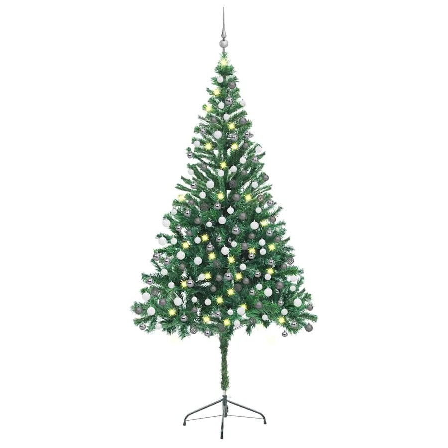 Arbre de Noël artificiel pré-éclairé/boules 210 cm 910 branches