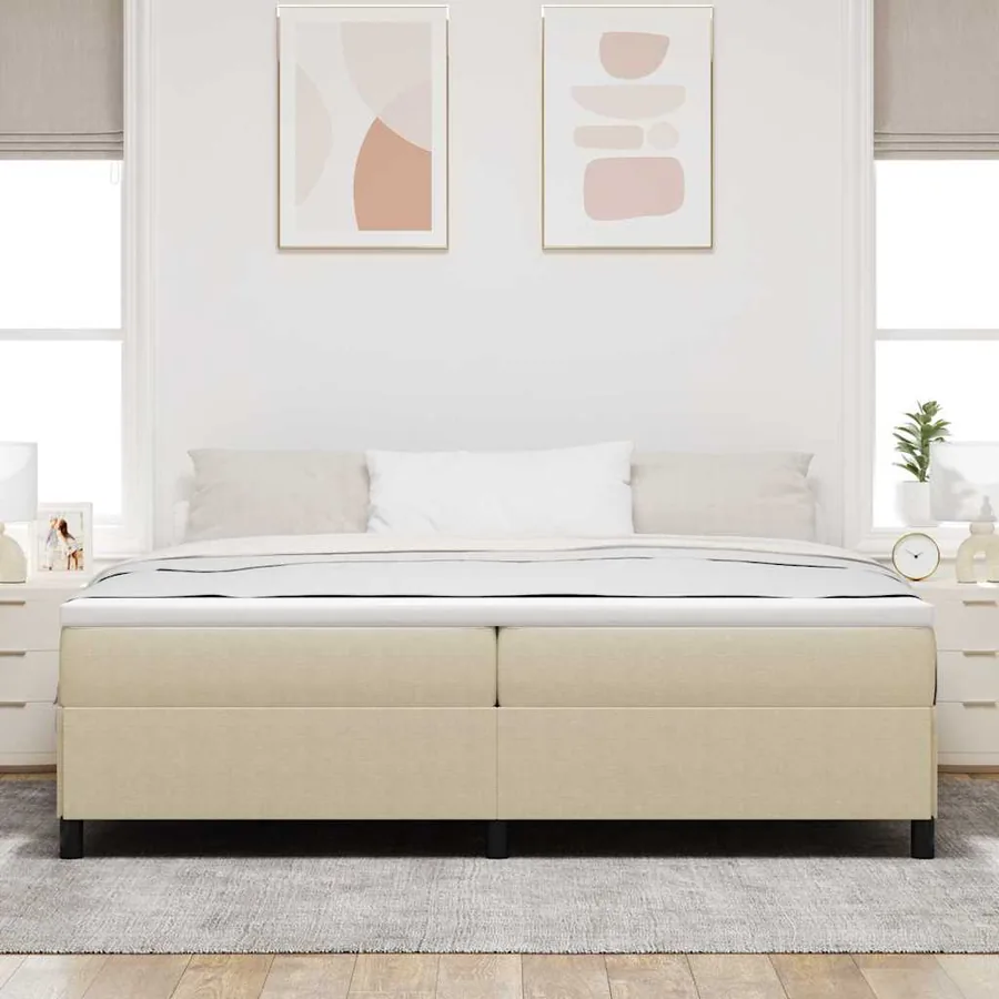 Lit à ressorts Vert gris 200 x 200 cm Tissu en velours côtelé