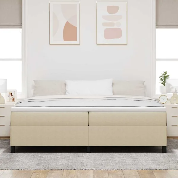 Lit à ressorts Vert gris 200 x 200 cm Tissu en velours côtelé