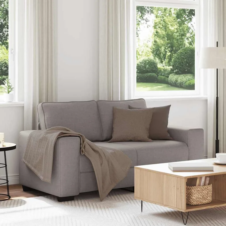 Canapé 2 places taupe 160x77x82 cm en tissu