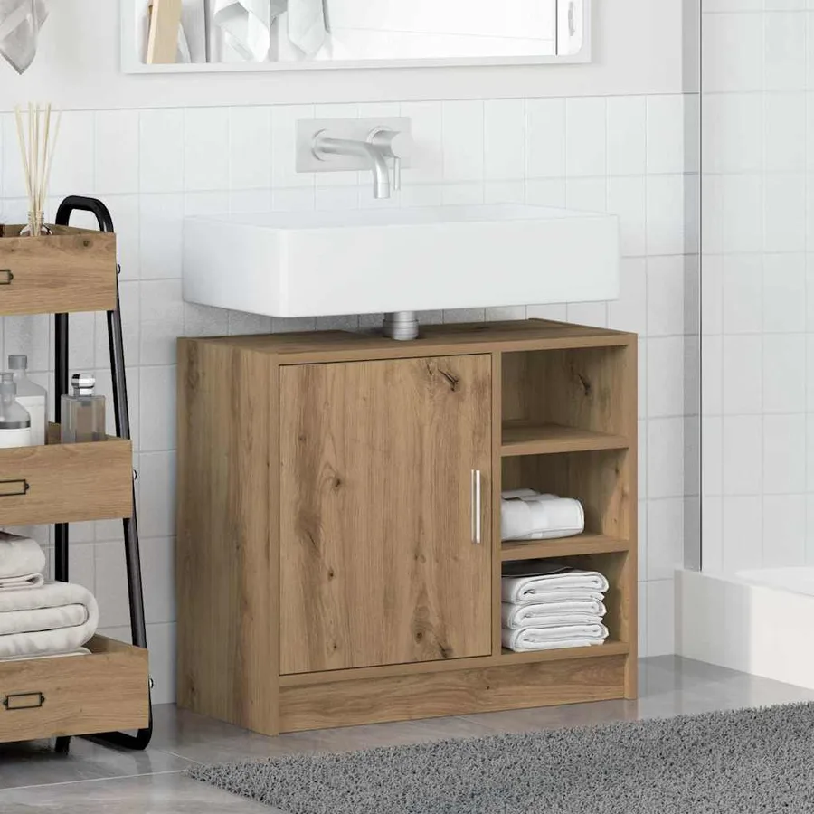 Cabinet de salle de bain Chêne artisanal 63 x 29 x 55 cm - 4
