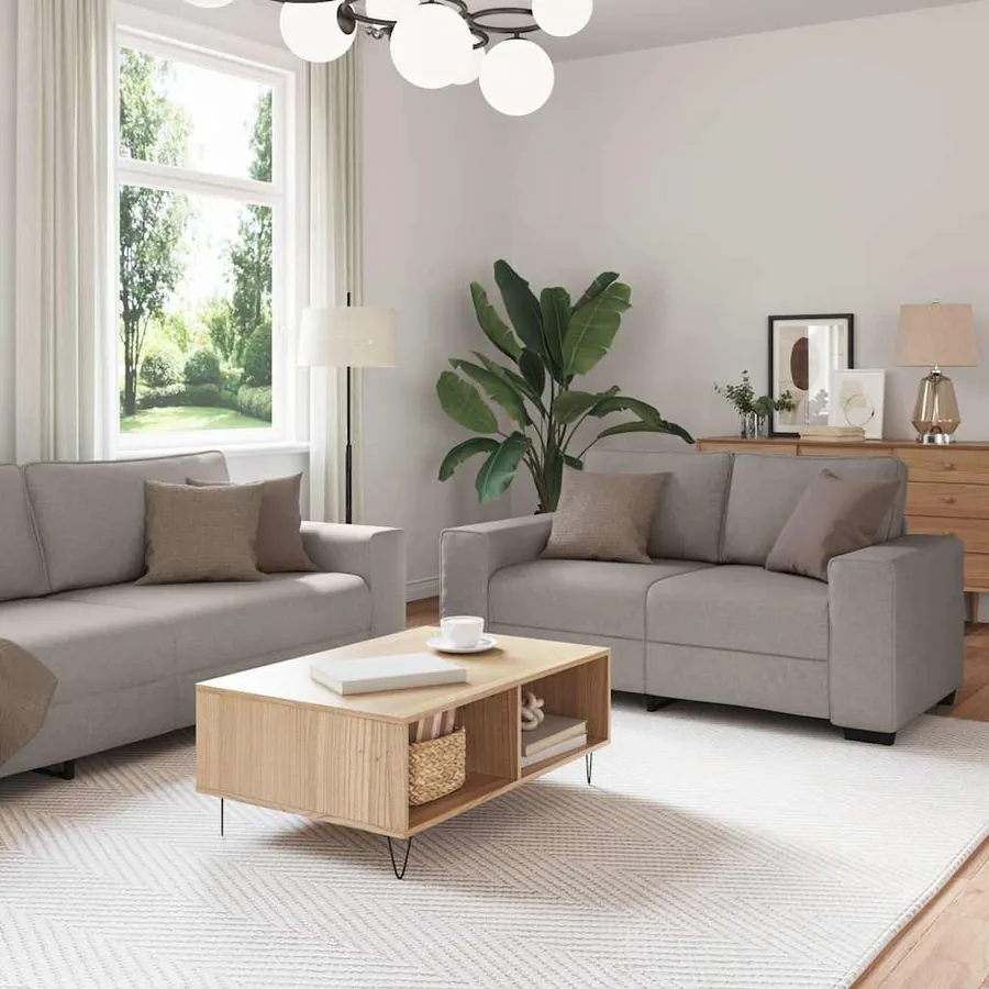 Ensemble de canapé 2 pcs avec coussins en tissu taupe