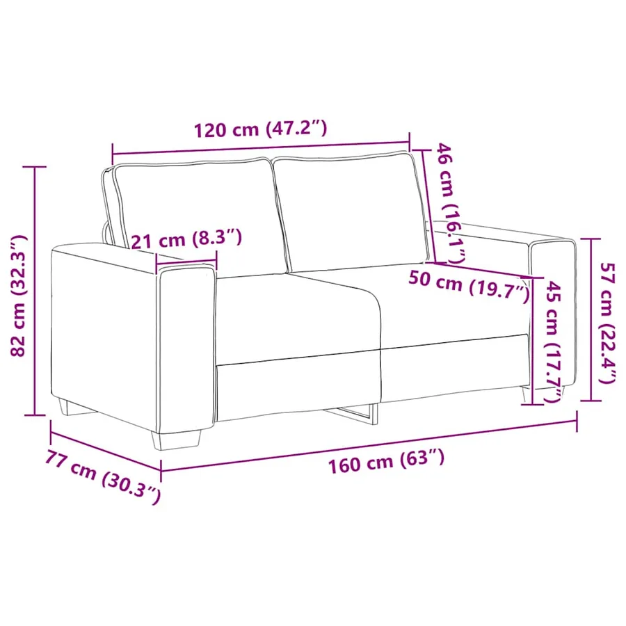 Ensemble de canapé 2 pcs avec coussins en tissu taupe - 10