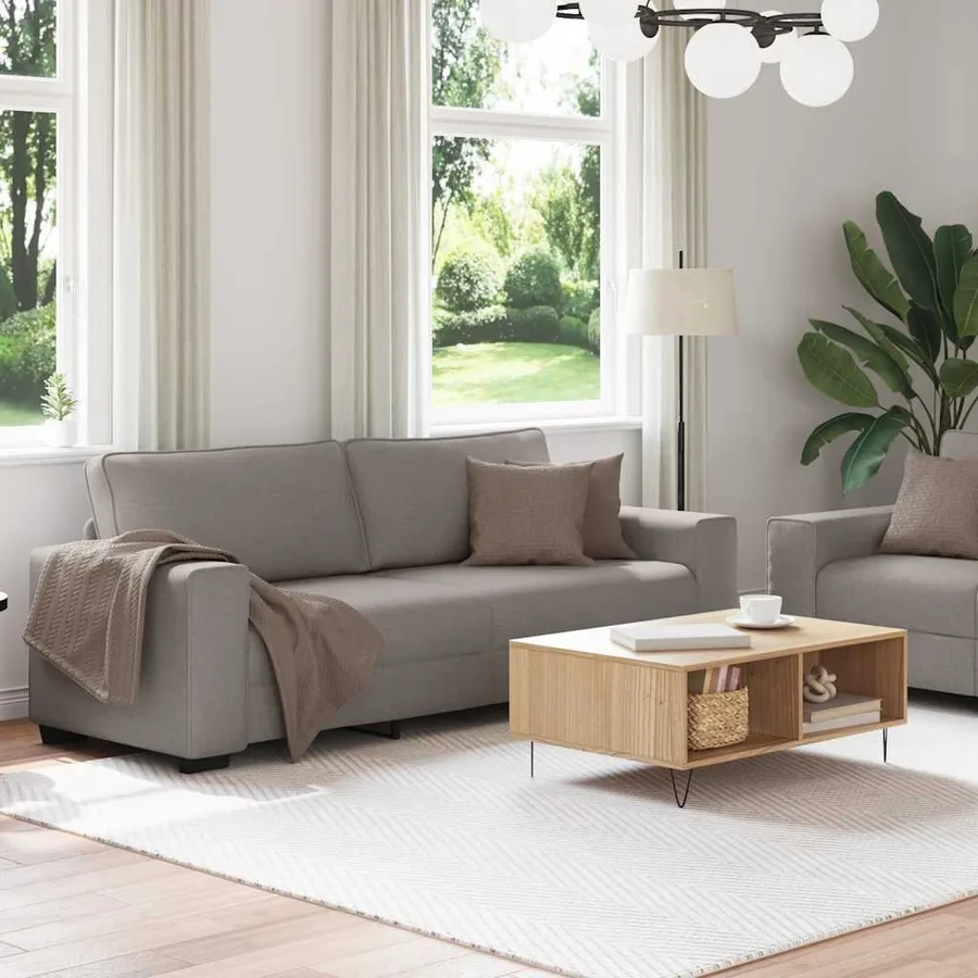 Ensemble de canapé 2 pcs avec coussins en tissu taupe - 3