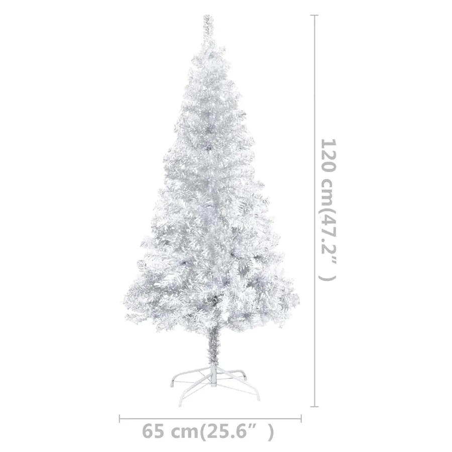 Arbre de Noël artificiel pré-éclairé/boules argenté 120 cm PET - 12