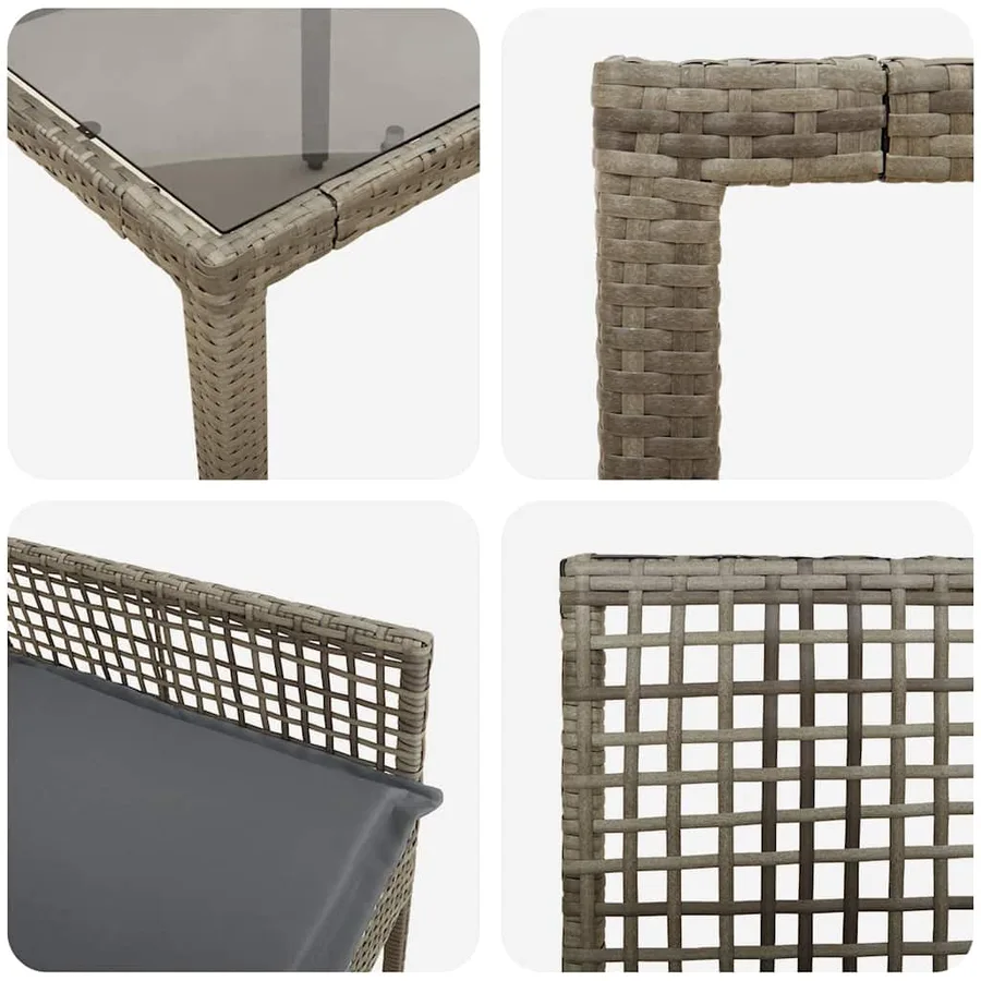 Ensemble de salle à manger pour jardin 3 pcs Gris polyrotin - 9