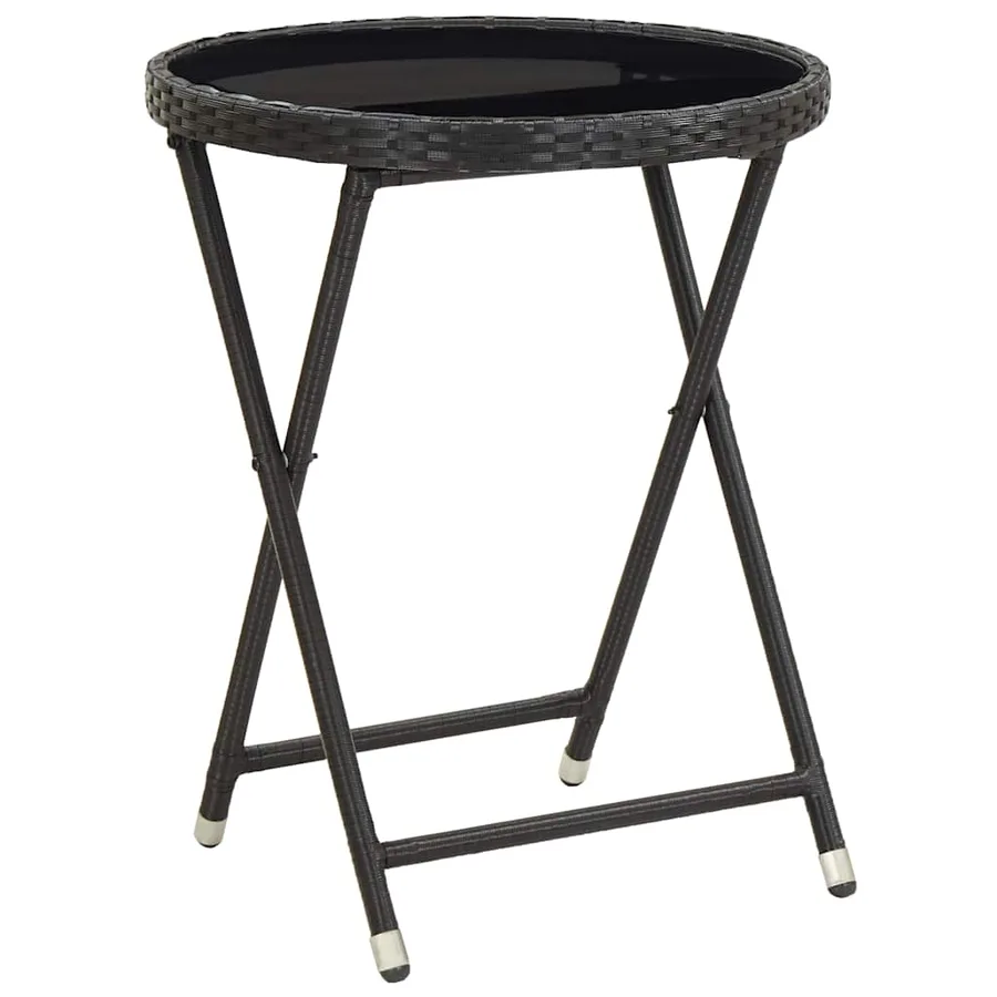 Ensemble bistro de jardin 3 pcs Noir polyrotin - 5