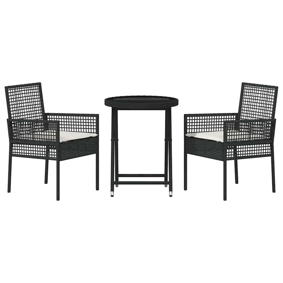 Ensemble bistro de jardin 3 pcs Noir polyrotin - 7