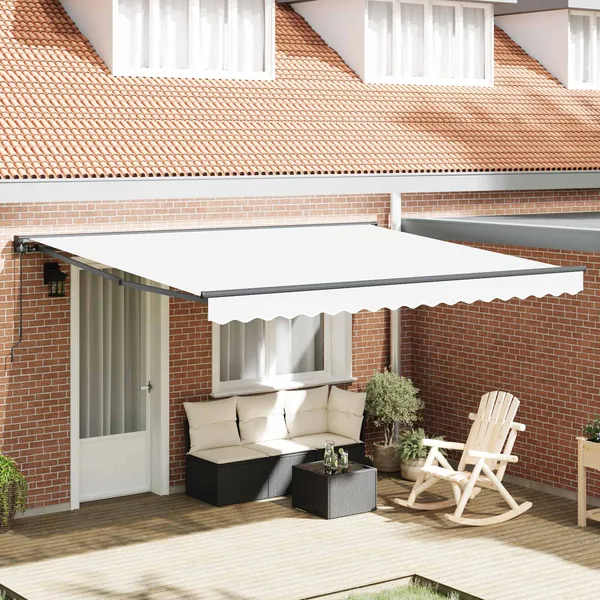Cadre d'auvent Blanc 400 × 300 cm Polyester avec revêtement PU