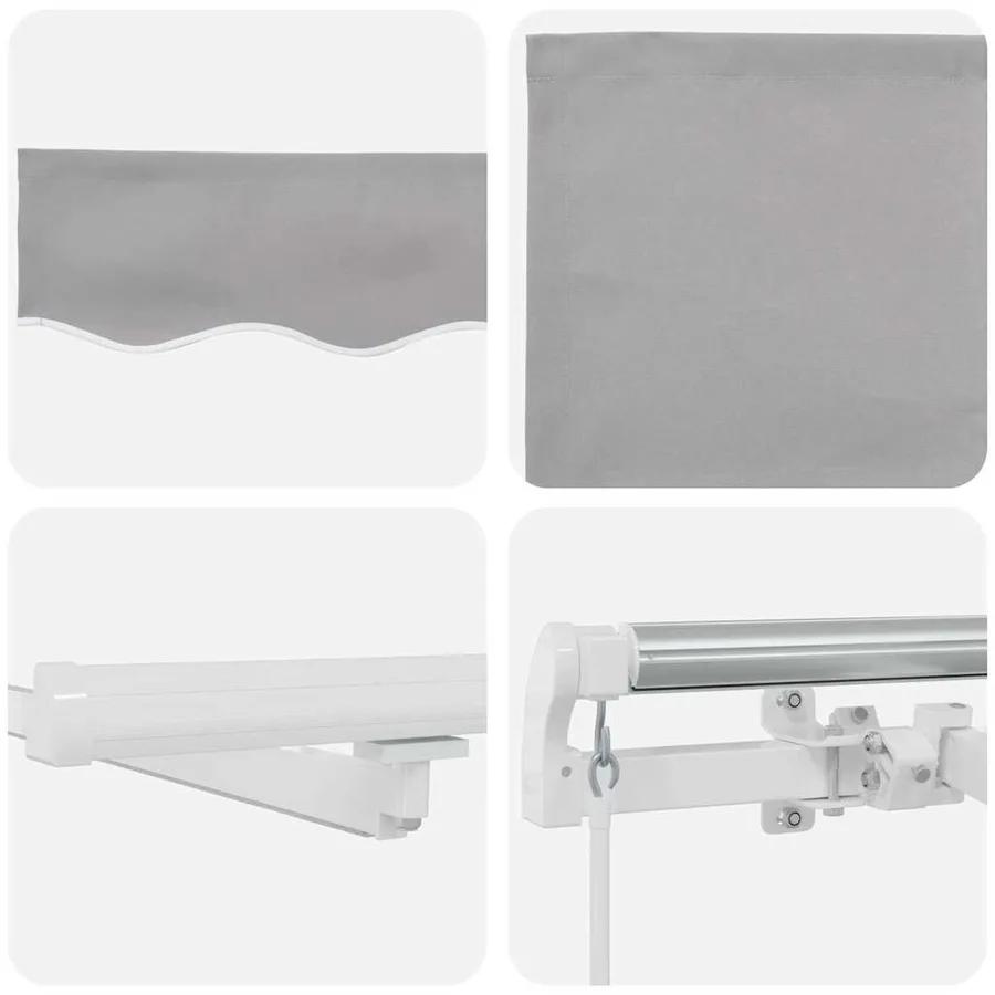 Auvent rétractable Gris clair 400 × 300 cm Tissu et Aluminium - 11