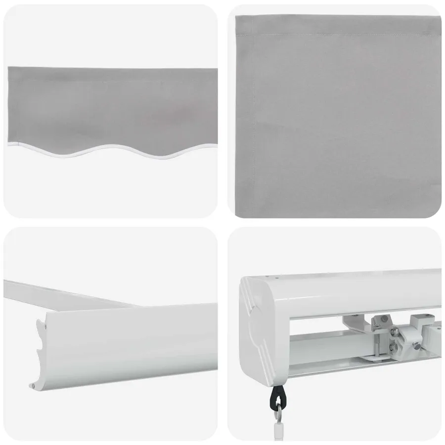 Auvent rétractable Gris clair 350 x 250 cm Toile et Aluminium - 4