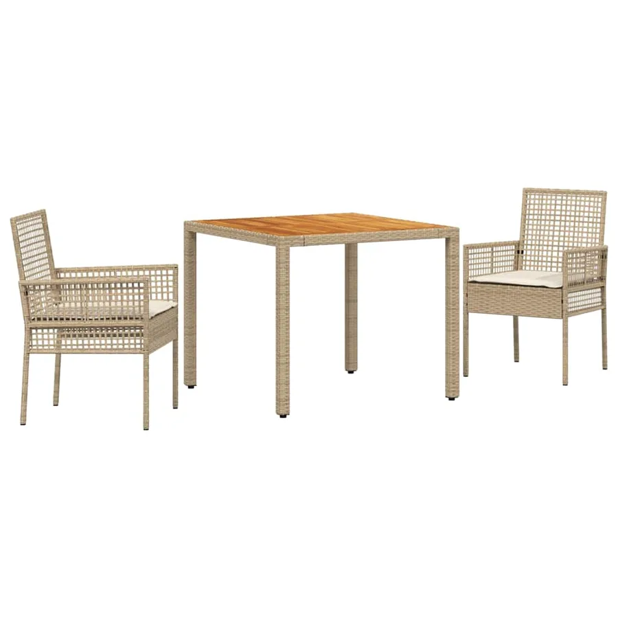 Ensemble de salle à manger pour jardin 3 pcs Beige polyrotin - 2