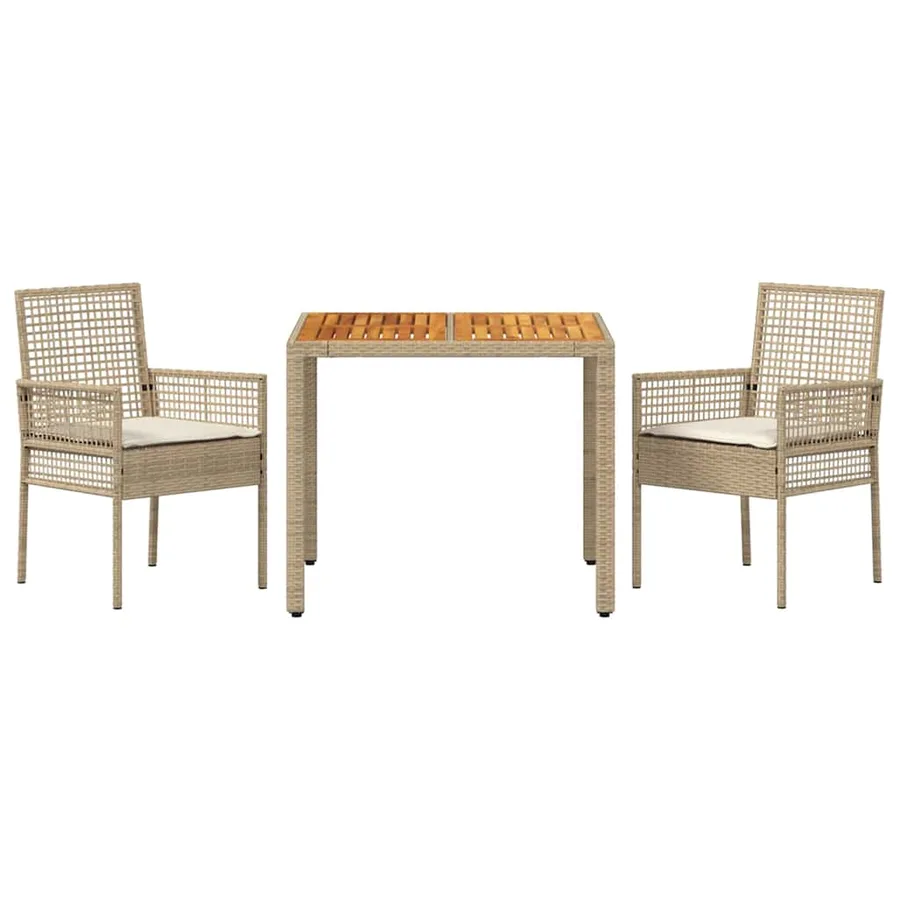 Ensemble de salle à manger pour jardin 3 pcs Beige polyrotin - 7