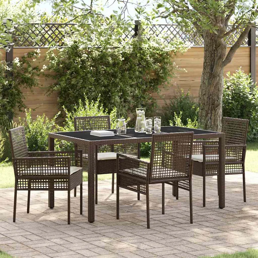 Ensemble de salle à manger pour jardin 5 pcs Marron polyrotin