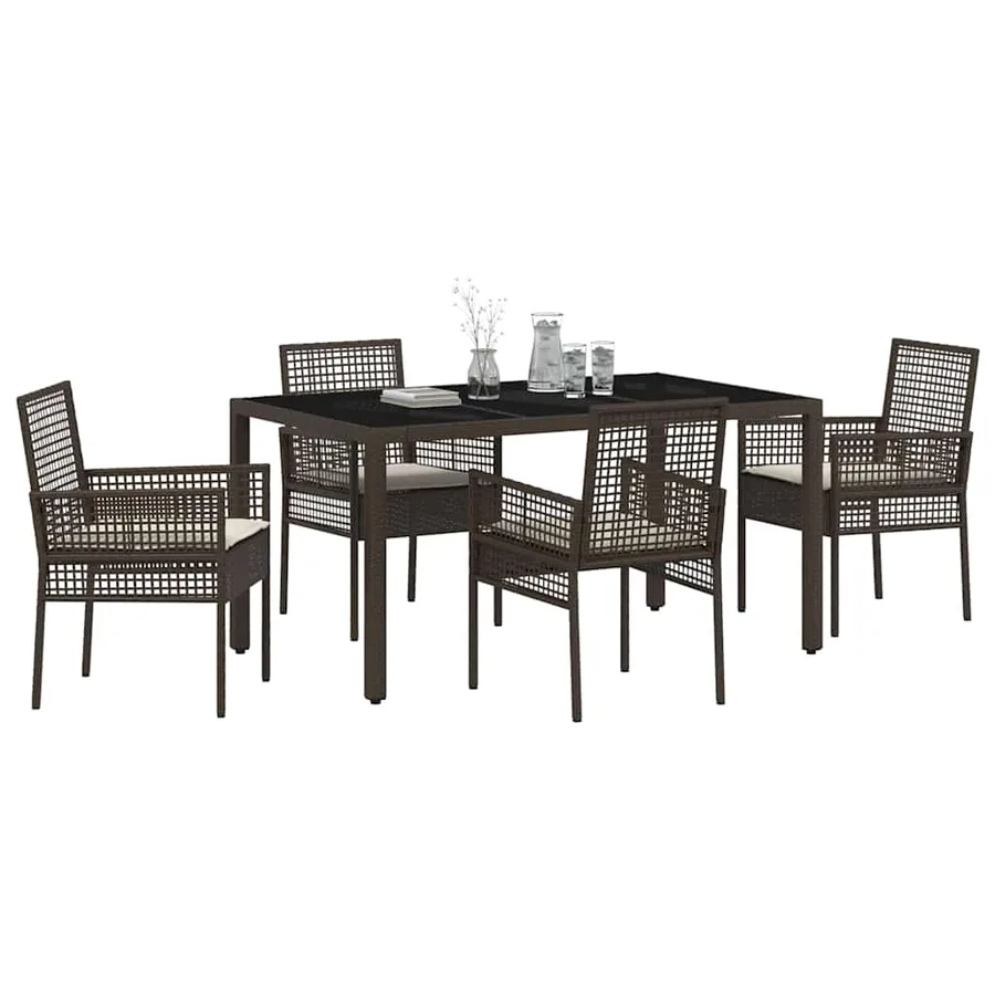Ensemble de salle à manger pour jardin 5 pcs Marron polyrotin - 3