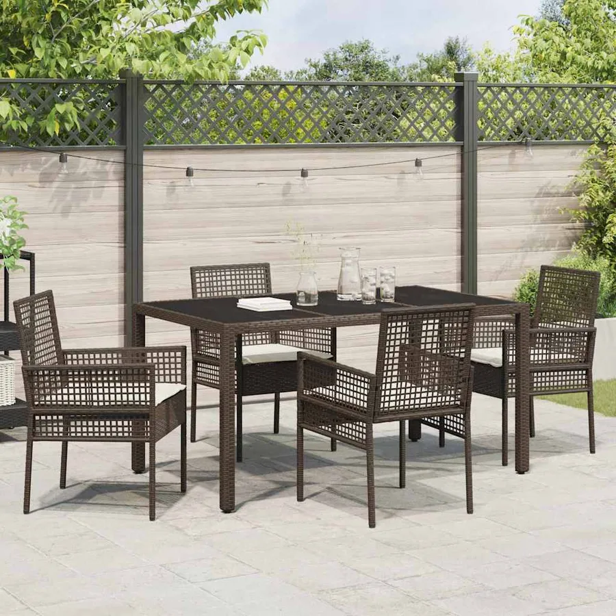 Ensemble de salle à manger pour jardin 5 pcs Marron polyrotin - 4