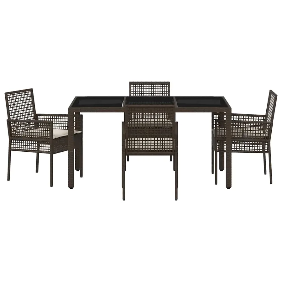 Ensemble de salle à manger pour jardin 5 pcs Marron polyrotin - 7
