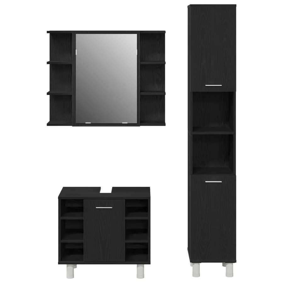 Ensemble de mobilier de salle de bain avec étagère 3 pcs Noir - 11