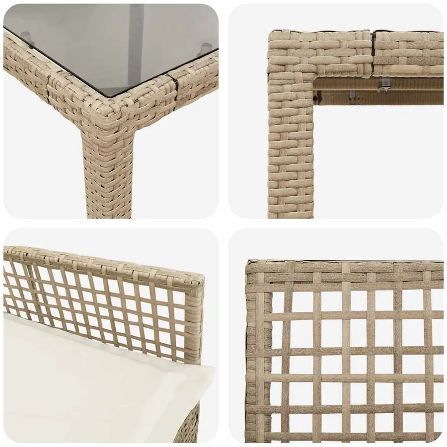 Ensemble de salle à manger pour jardin 9 pcs Beige polyrotin - 9