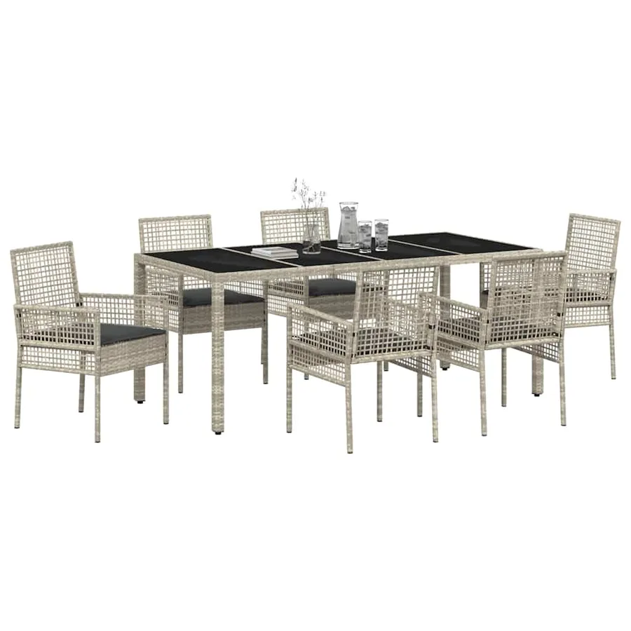 Ensemble de salle à manger pour jardin 7 pcs Gris clair - 3