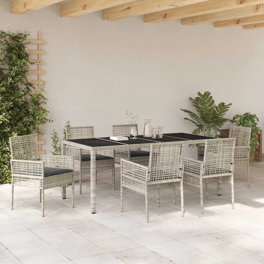 Ensemble de salle à manger pour jardin 7 pcs Gris clair - 4