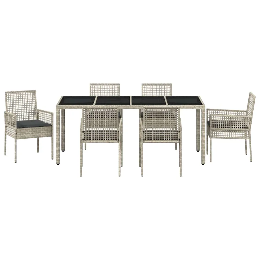 Ensemble de salle à manger pour jardin 7 pcs Gris clair - 7