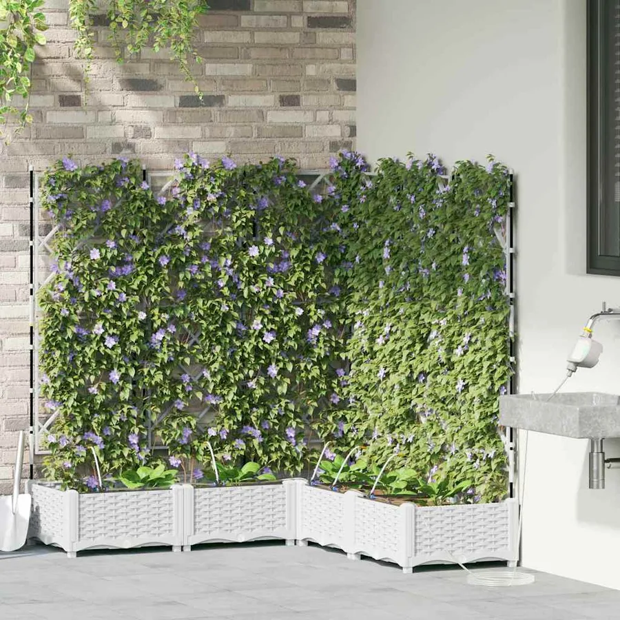 Cache-pot de jardin 5 pc Blanc 120 x 120 x 126 cm PP - 3