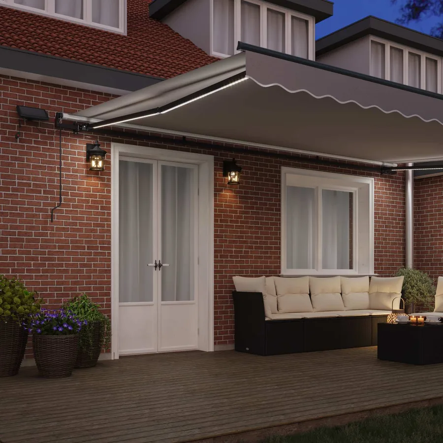 Auvent rétractable Gris clair 500 × 300 cm Tissu et Aluminium - 3