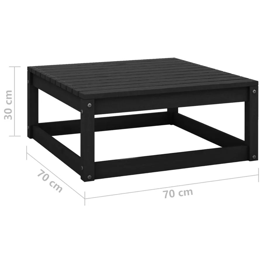 Salon de jardin 3 pcs noir bois de pin massif - 10
