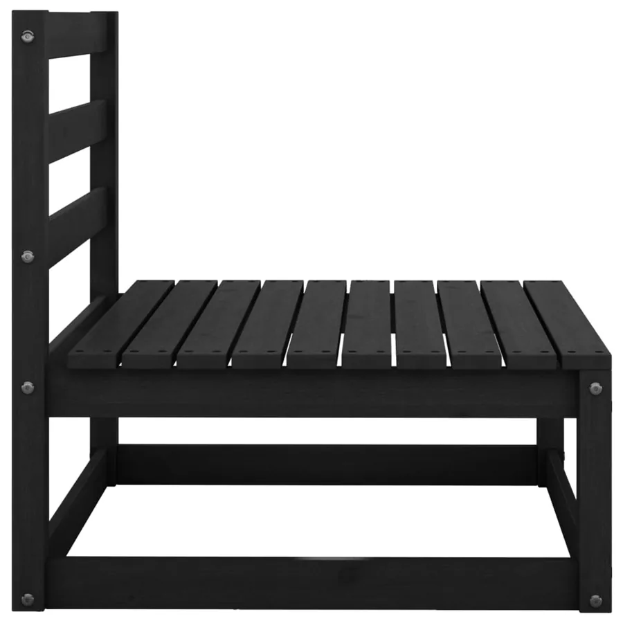 Salon de jardin 3 pcs noir bois de pin massif - 5