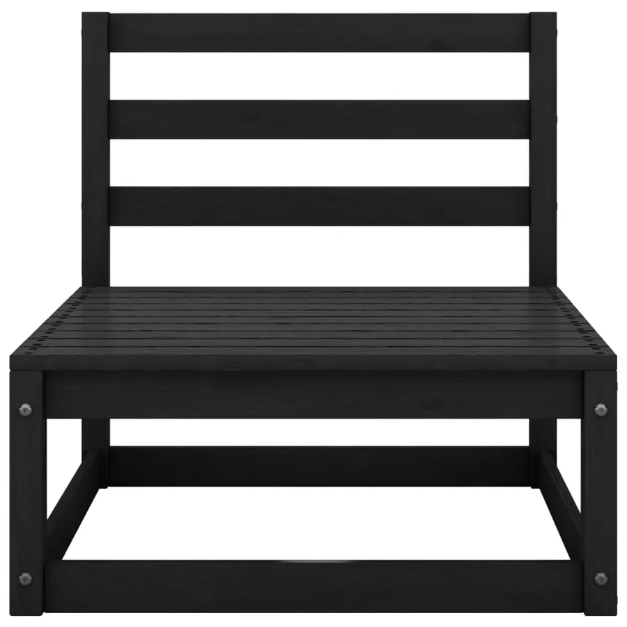 Salon de jardin 3 pcs noir bois de pin massif - 6