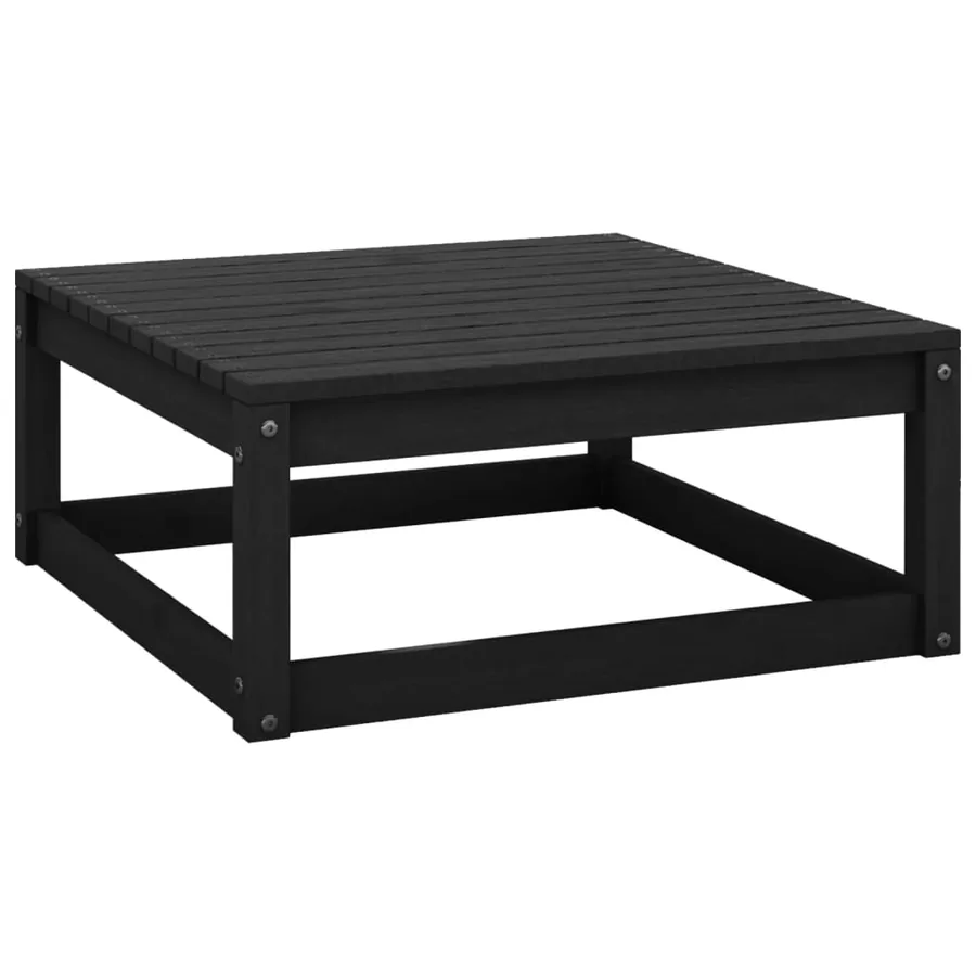 Salon de jardin 3 pcs noir bois de pin massif - 7