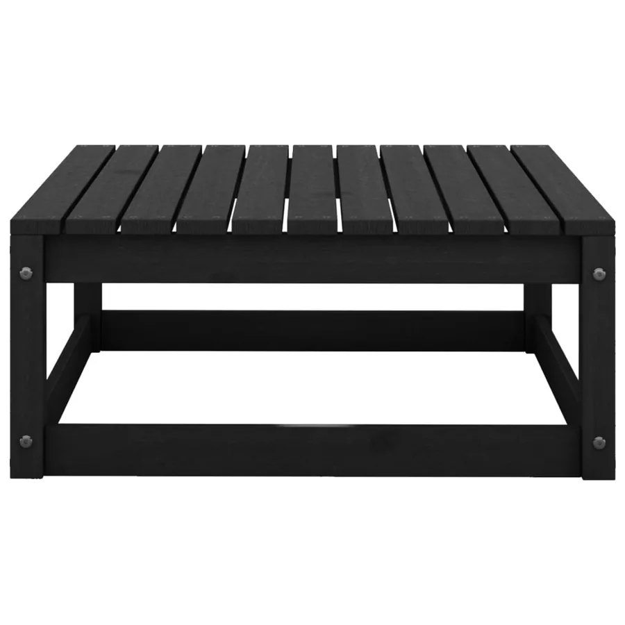 Salon de jardin 3 pcs noir bois de pin massif - 8