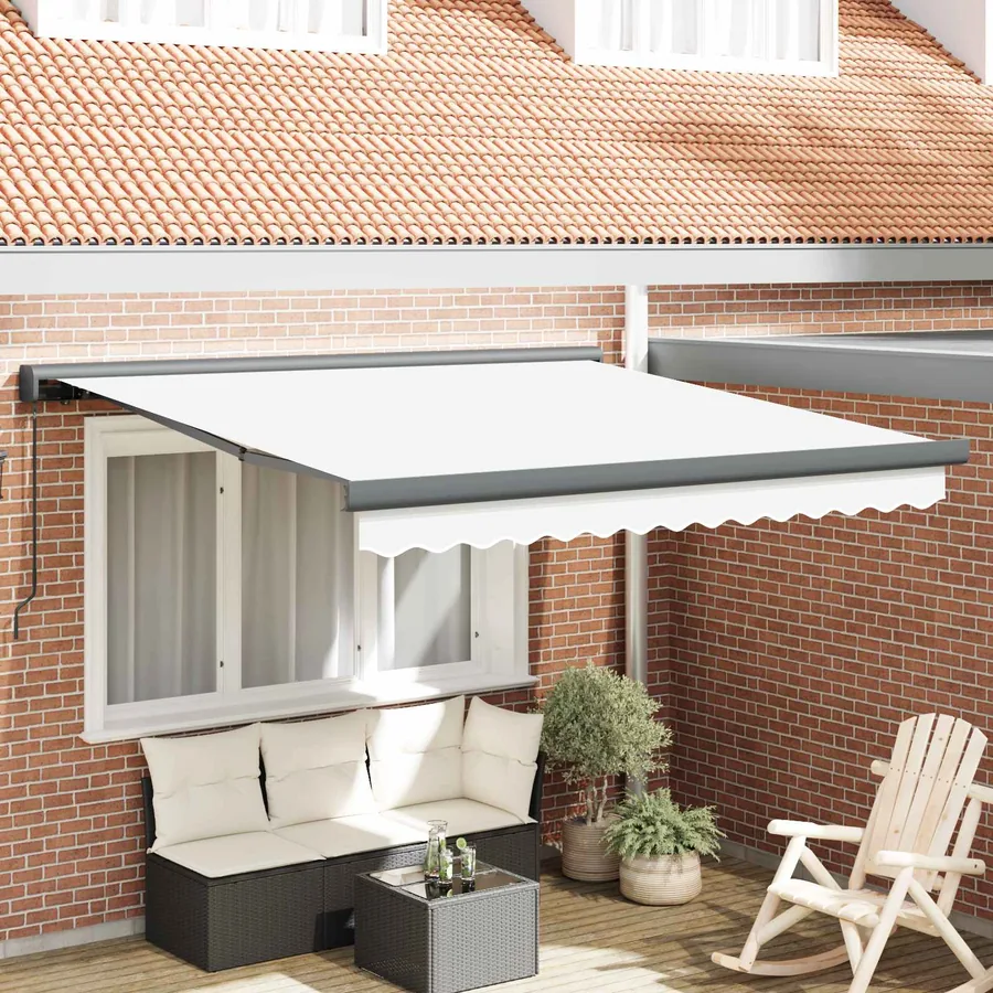 Auvent rétractable Blanc 300 x 250 cm Toile et Aluminium