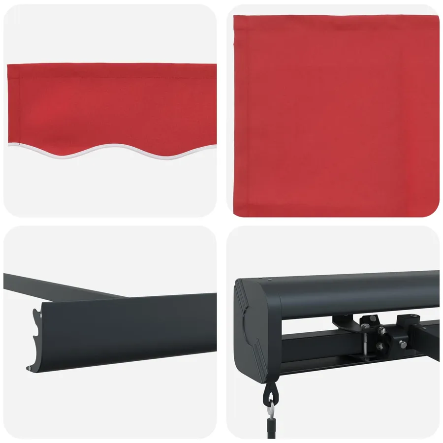 Auvent rétractable Rouge 350 x 250 cm Toile et Aluminium - 6