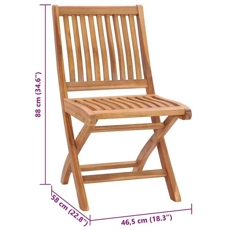 Chaises pliables de jardin avec coussins lot de 4 Teck solide - 12