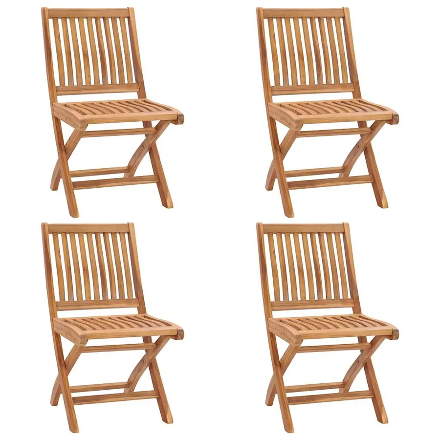 Chaises pliables de jardin avec coussins lot de 4 Teck solide - 3