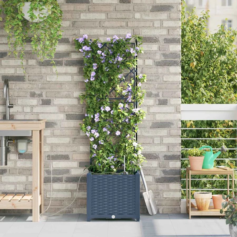 Cache-pot de jardin Gris 40 x 40 x 142 cm PP - 3