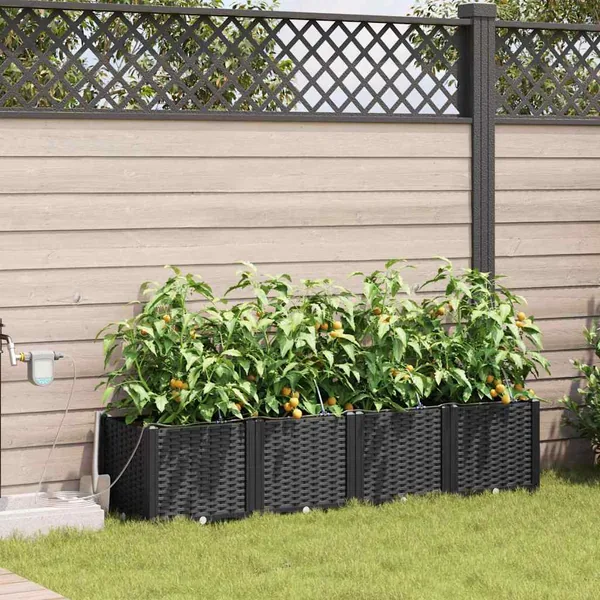 Cache-pot de jardin 4 pc Noir 160 x 40 x 37,5 cm PP
