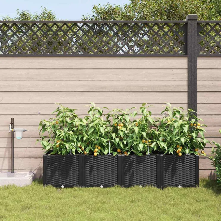 Cache-pot de jardin 4 pc Noir 160 x 40 x 37,5 cm PP - 3