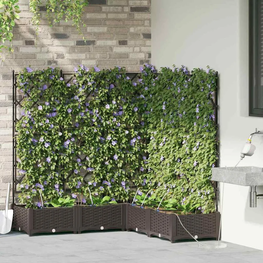 Cache-pot de jardin 5 pc Marron 120 x 120 x 126 cm PP - 3