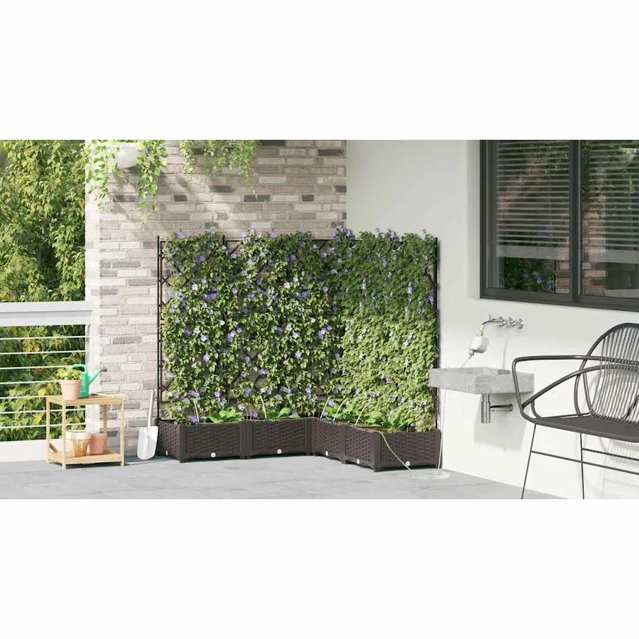 Cache-pot de jardin 5 pc Marron 120 x 120 x 126 cm PP - 4