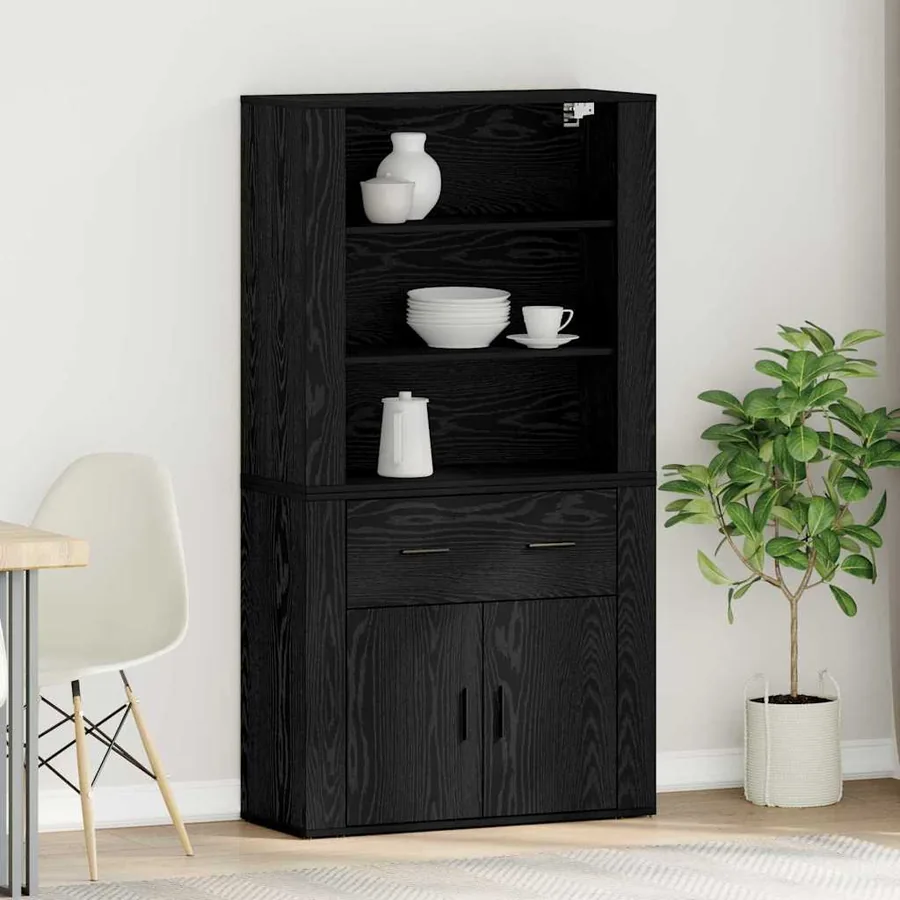 Haut Armoire Chêne noir 80 x 33 x 150 cm Bois d'ingénierie