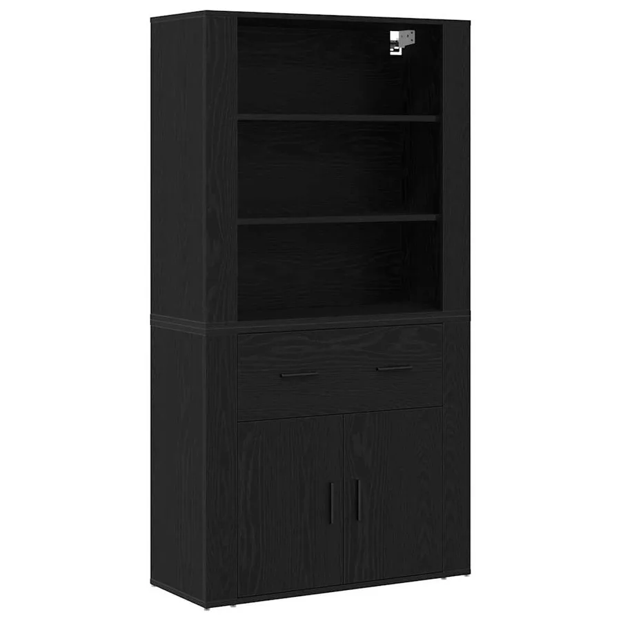 Haut Armoire Chêne noir 80 x 33 x 150 cm Bois d'ingénierie - 2