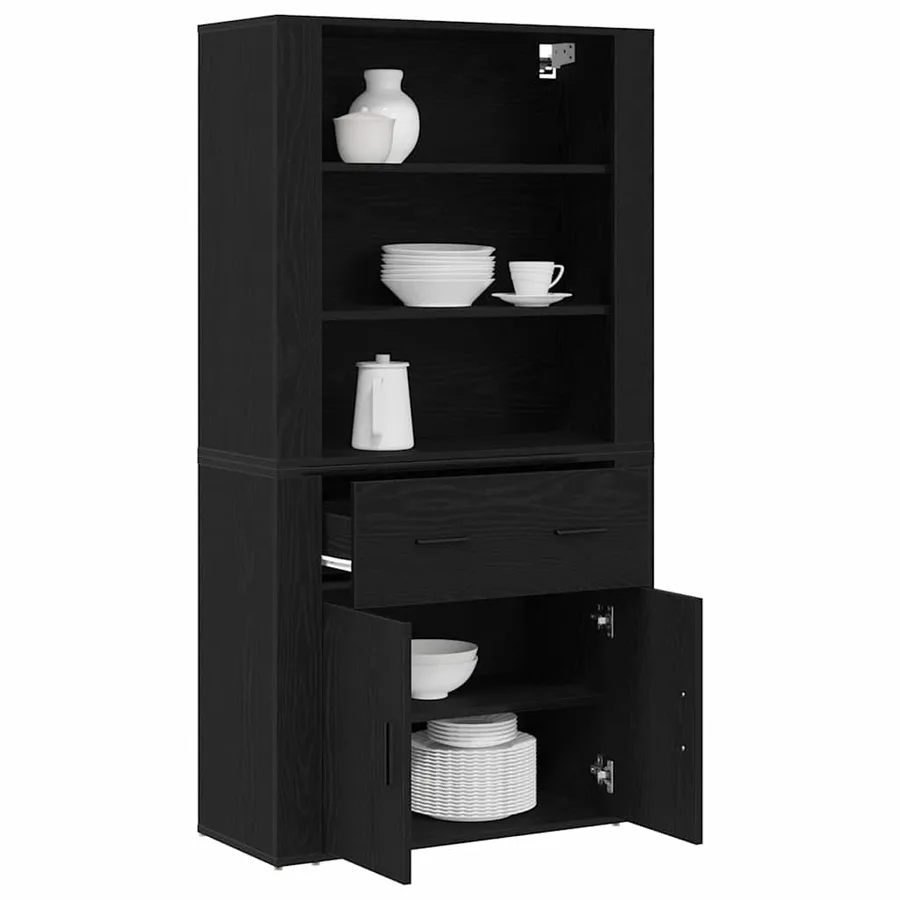 Haut Armoire Chêne noir 80 x 33 x 150 cm Bois d'ingénierie - 3
