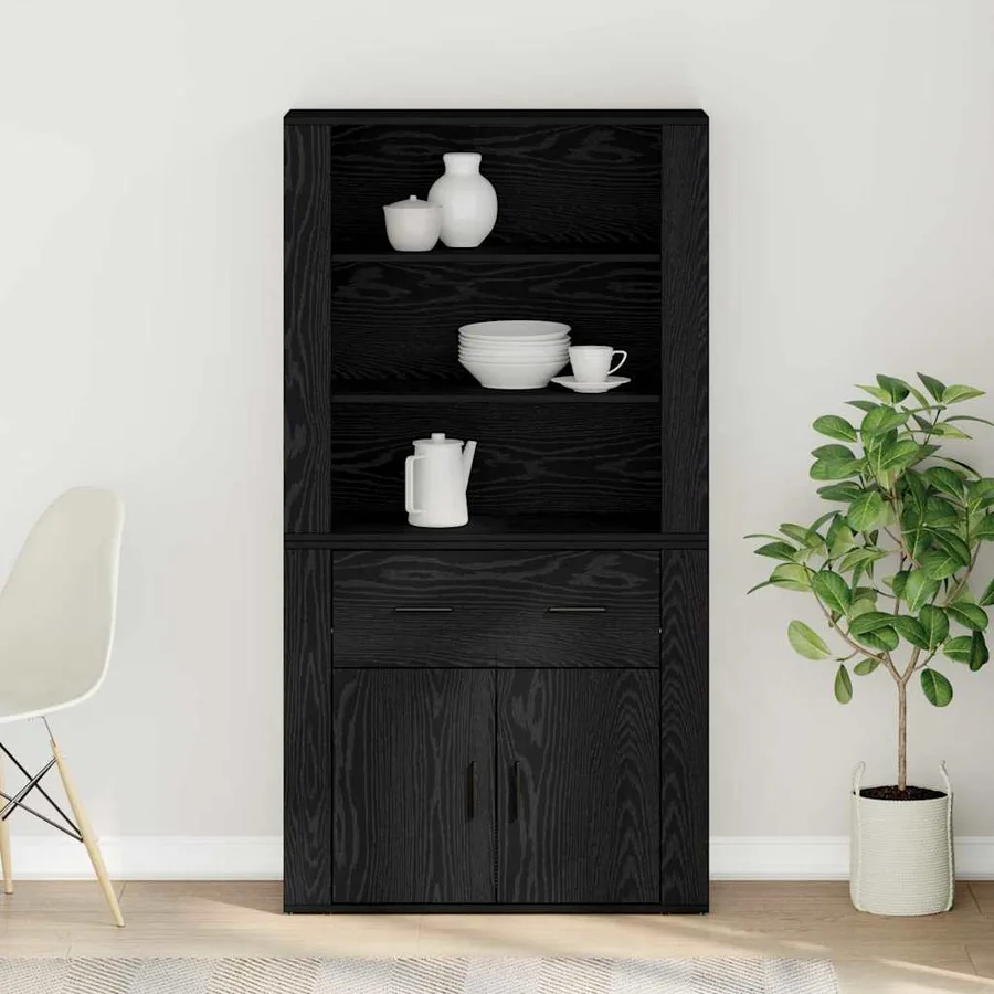 Haut Armoire Chêne noir 80 x 33 x 150 cm Bois d'ingénierie - 4